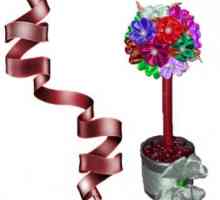 Подарък Topiary, украсени с цветовете на лентите